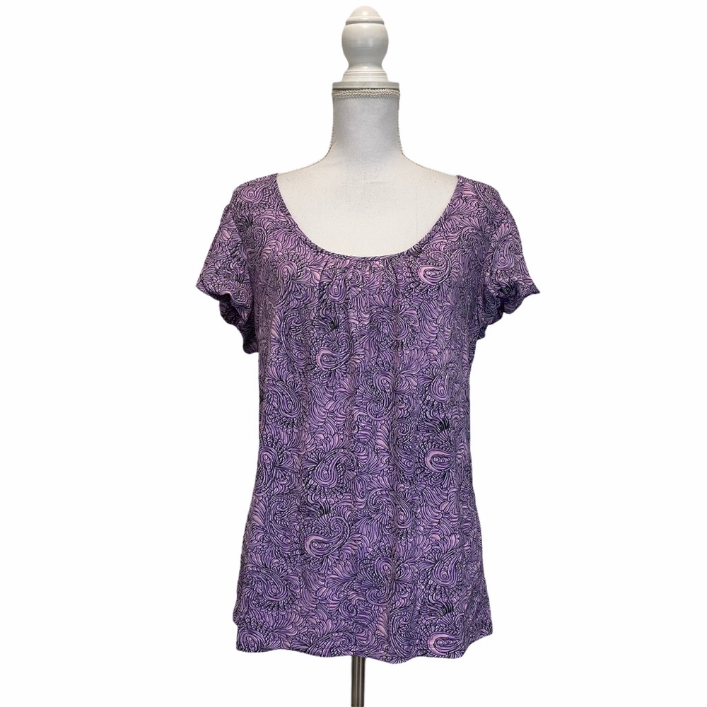XL Inc International Concept Purple Paisley Top Blouse